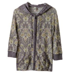 Free People lightweight floral hoodie size L Vintage Y2K